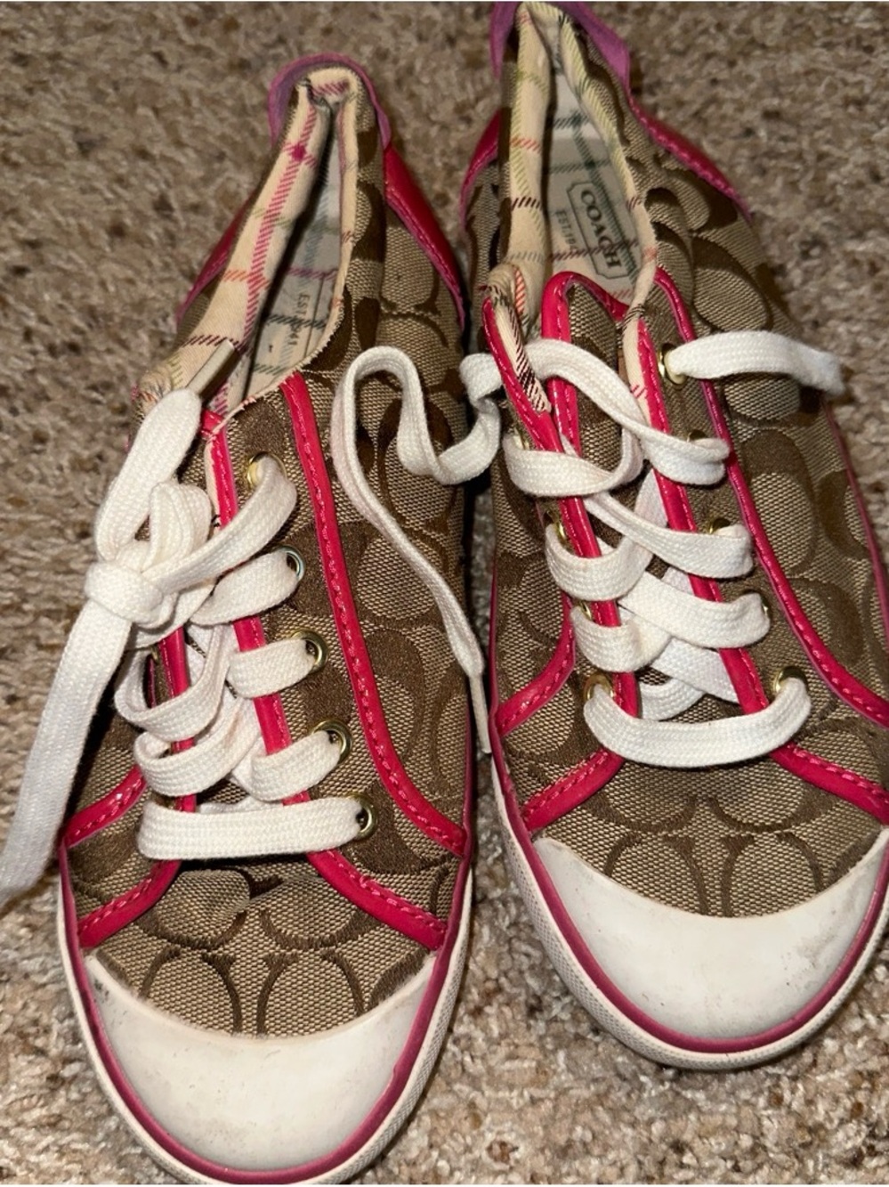 Women's Coach Pink & brown monogram sneakers